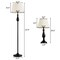 3 Piece Floor and Table Lamp Set with Fabric Shades Modern Metal Lamps for Living Room orBedroom